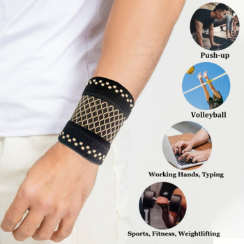 Riešo juosta su vario jonais - prakaitą sugeriantis, kvėpuojanti, aukštas elastingumas, tinkama badmintonui