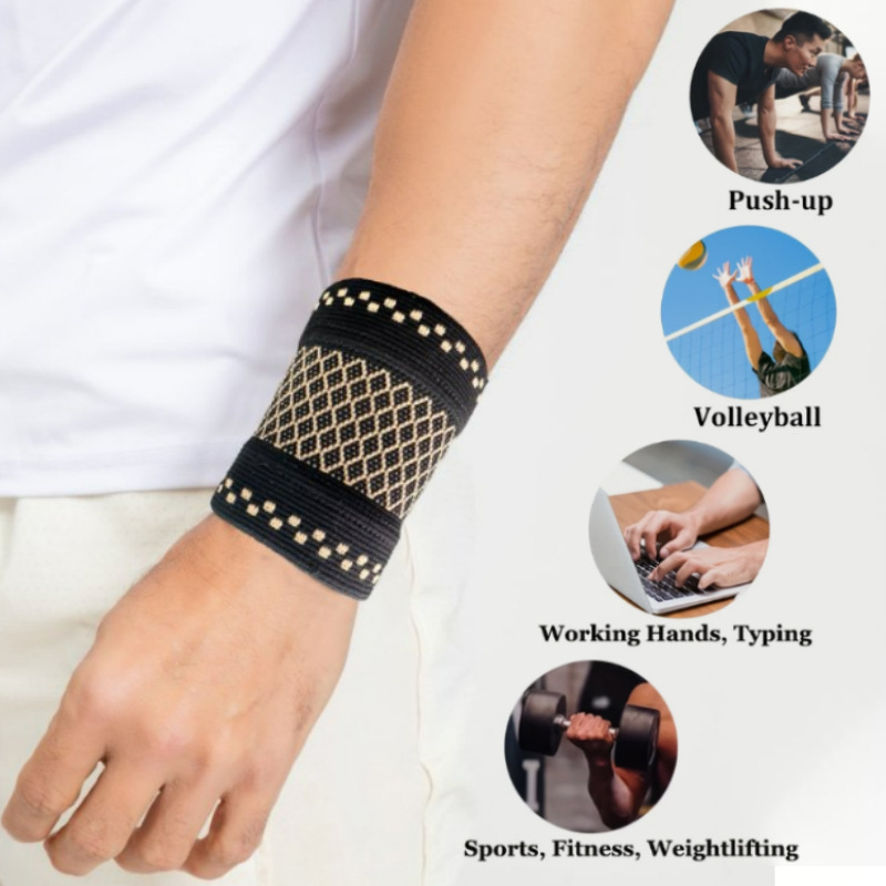 Riešo juosta su vario jonais - prakaitą sugeriantis, kvėpuojanti, aukštas elastingumas, tinkama badmintonui