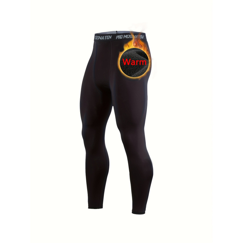 Vīriešu kompresijas bāzes bikses ar flīsa oderi – augsta elastība; galvenais audums: augsta elastība; oderējs: 94% poliesters, 6% elastāns