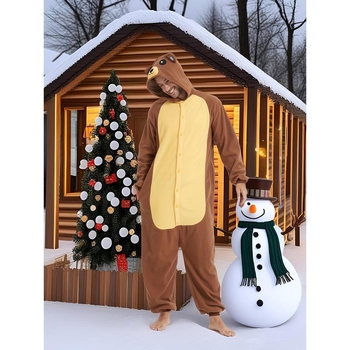 Vīriešu pidžamu kombinezonu ar pusi flīsi, kokvilnas maisījums, ballītes stils, pavasaris