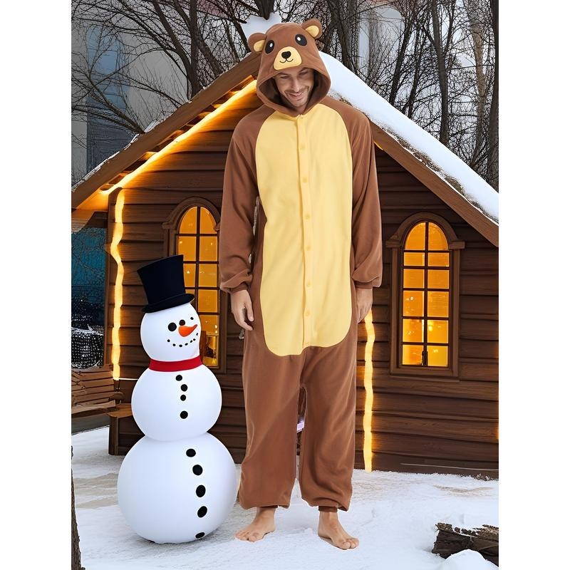 Vīriešu pidžamu kombinezonu ar pusi flīsi, kokvilnas maisījums, ballītes stils, pavasaris