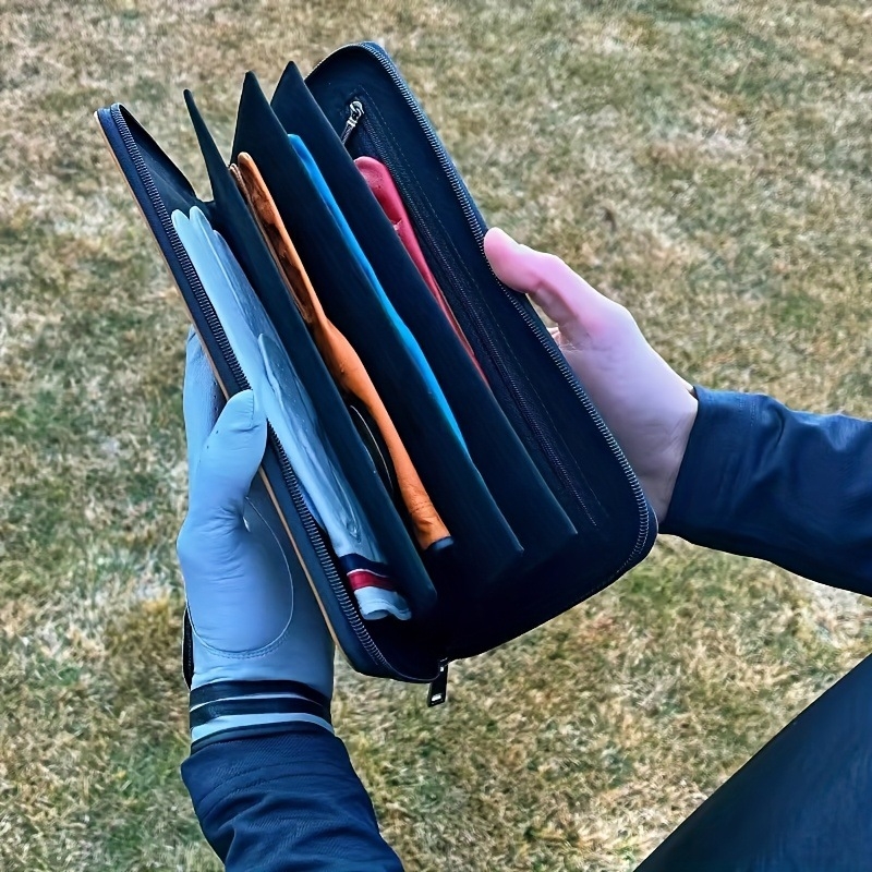 PU golfa cimds ar rāvējslēdzēja uzglabāšanas somu — Gravēts spārnu raksts, Unisex, 60+ gadi