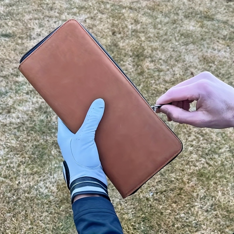 PU golfa cimds ar rāvējslēdzēja uzglabāšanas somu — Gravēts spārnu raksts, Unisex, 60+ gadi