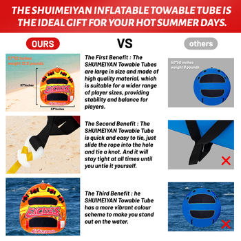 Κύκλος νερού για σκι, PVC, BY-TLQ002, Γενικού σκοπού, Διπλός φουσκωτός δακτύλιος έλξης