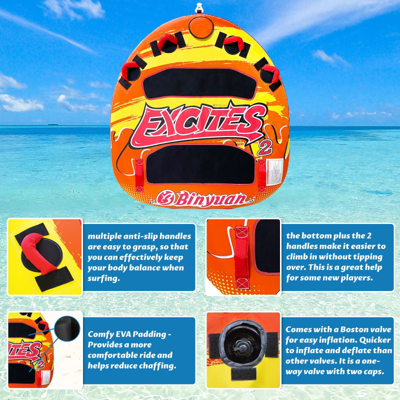 Κύκλος νερού για σκι, PVC, BY-TLQ002, Γενικού σκοπού, Διπλός φουσκωτός δακτύλιος έλξης