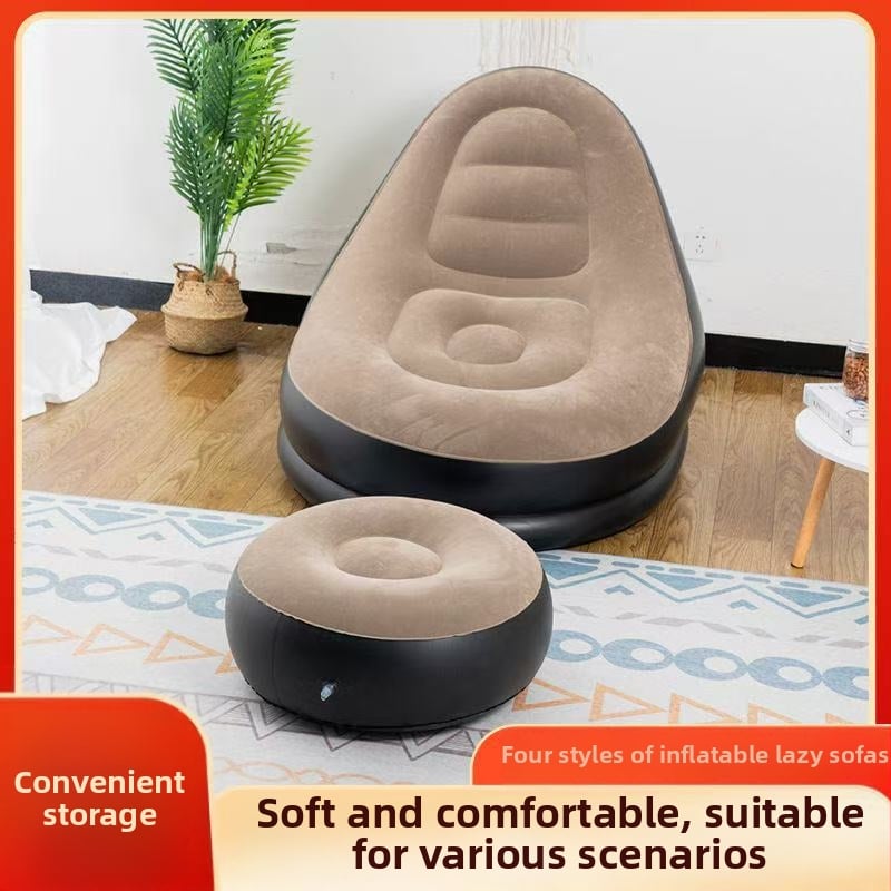 Φουσκωτή καναπεδάκι με σκαμπό ποδιών - αναδιπλούμενο, φορητό PVC εξωτερικού χώρου ανάπαυση, μονή θέση