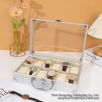 Αλουμινένιο κουτί ρολογιών με 12 θέσεις αποθήκευσης και παρουσίασης για οικιακή χρήση