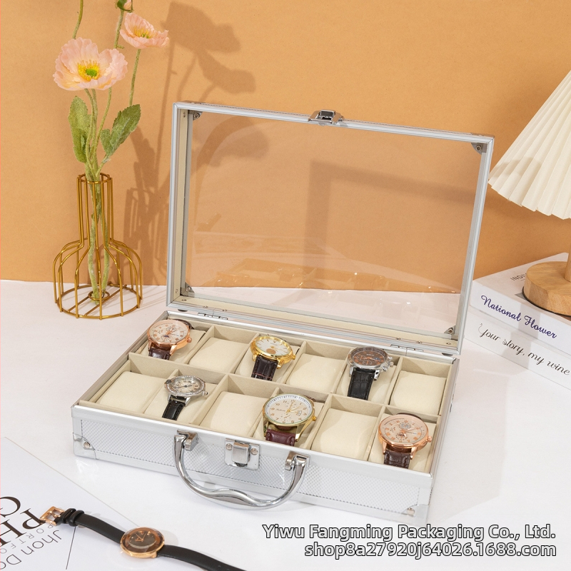Αλουμινένιο κουτί ρολογιών με 12 θέσεις αποθήκευσης και παρουσίασης για οικιακή χρήση
