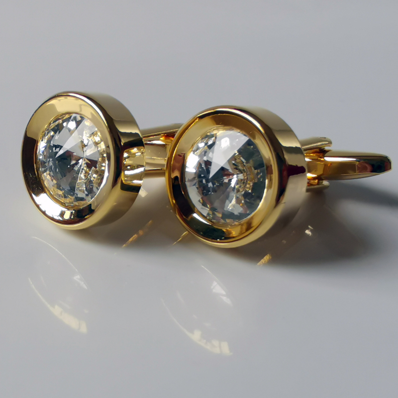 Κουμπιά μανσέτας από ορείχαλκο με κρύσταλλο κοπής διαμαντιού, γαλλικό στυλ, προσαρμόζονται