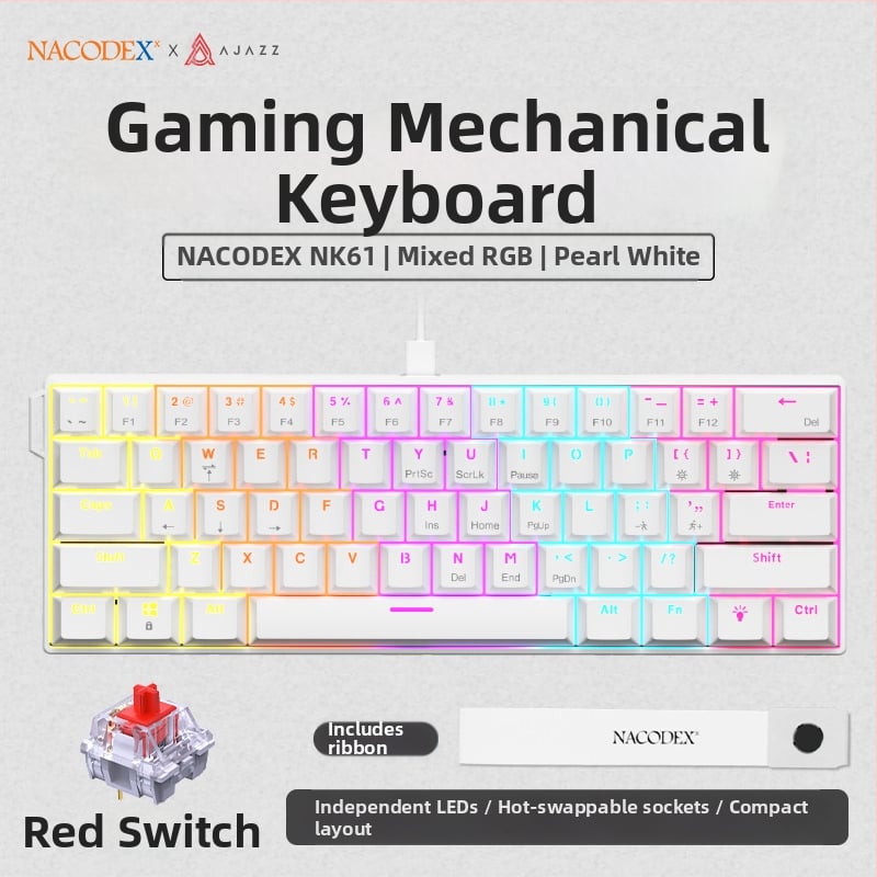 Πληκτρολόγιο παιχνιδιών, διάταξη 60%, έως 87 πλήκτρα, ενσύρματο, μηχανικοί διακόπτες