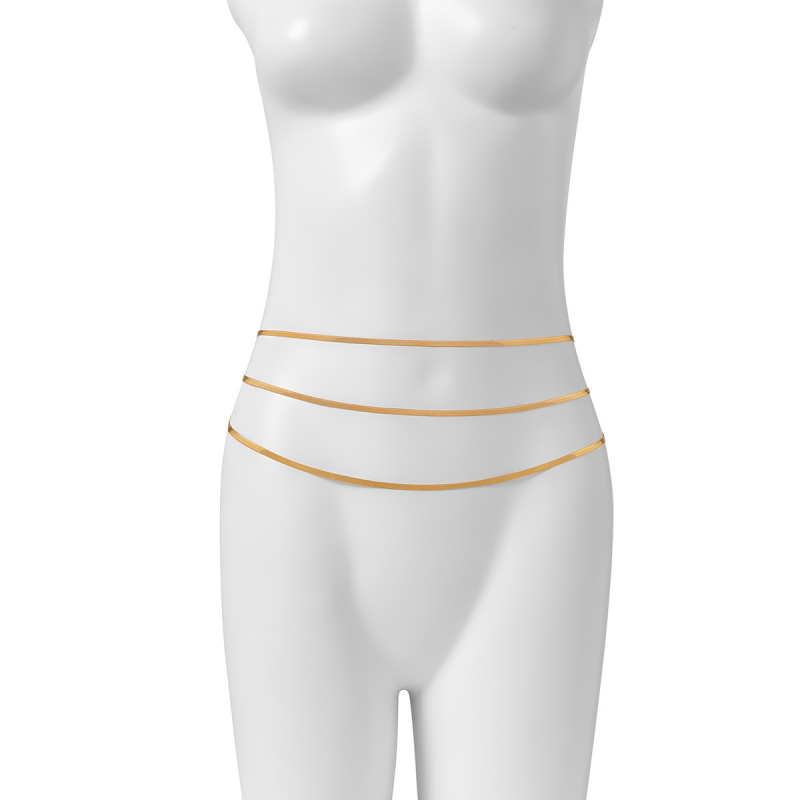 Μινιμαλιστική μεταλλική αλυσίδα μέσης για σώμα, μήκος 110 cm, πλάτος 1 mm, ευέλικτο ύφος