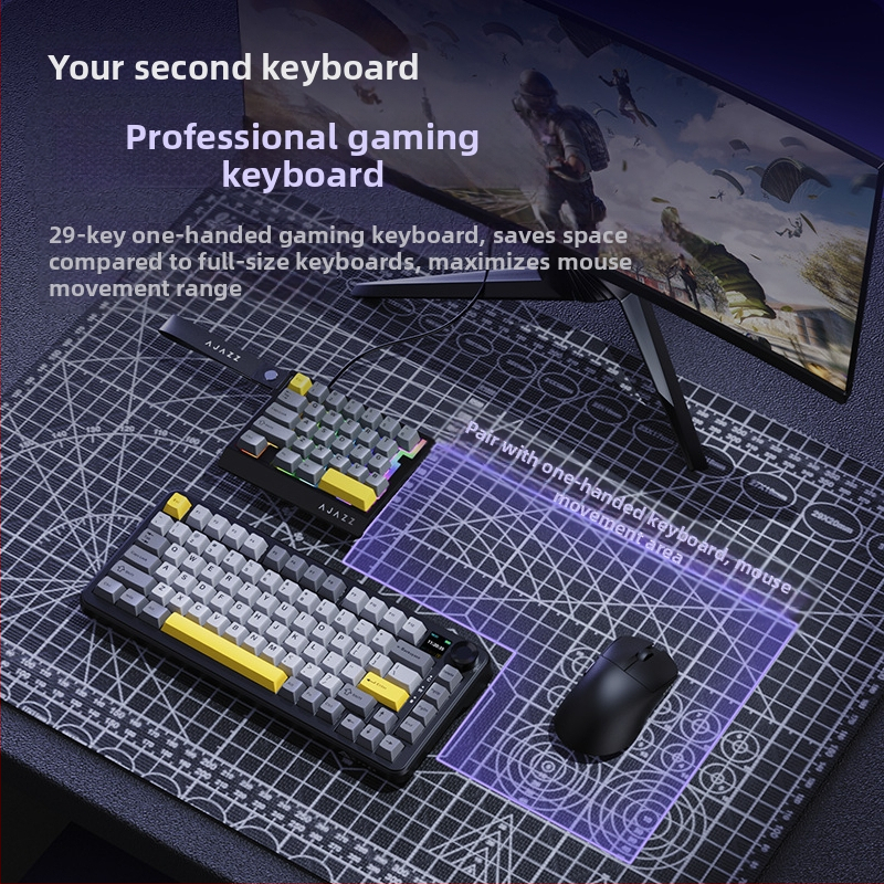 Ajazz AK029 Едноръчна Механична Клавиатура, Blue Switch, RGB Подсветка, 29 Клавиши, Hot-Swappable