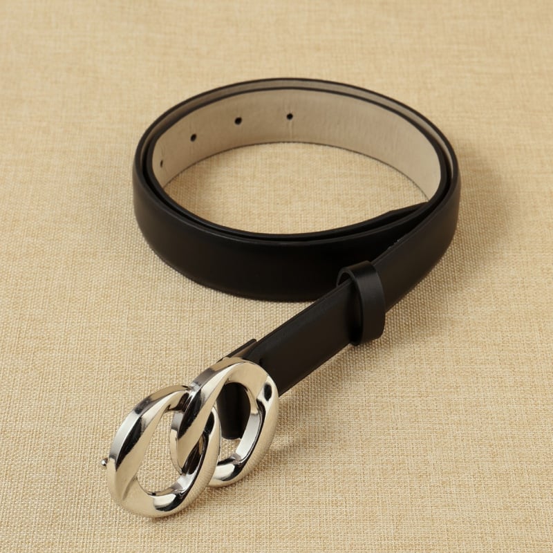 Centură de talie pentru femei cu margine șlefuită (Shaved Edge) – PU premium, cataramă din aliaj, lățime 3.2 cm, închidere netedă, stil Chanel dulce