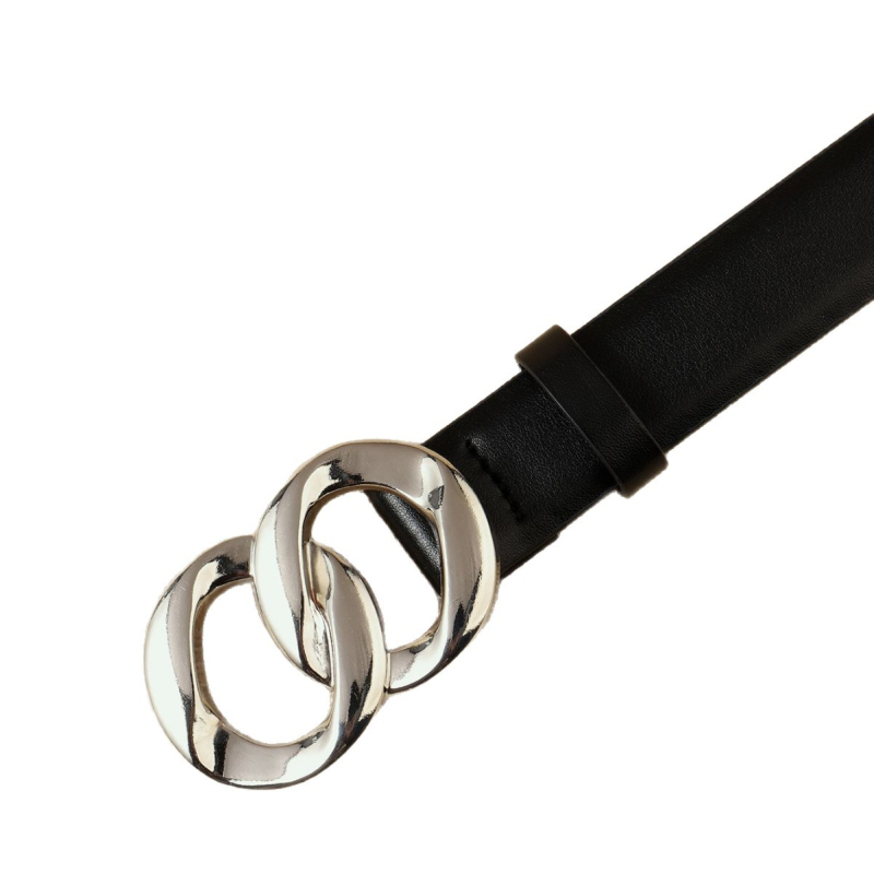 Centură de talie pentru femei cu margine șlefuită (Shaved Edge) – PU premium, cataramă din aliaj, lățime 3.2 cm, închidere netedă, stil Chanel dulce