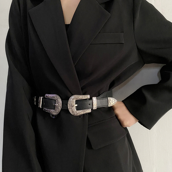 Curea elastică de talie retro pentru paltoane și sacouri – PU piele, cataramă din aliaj, închidere cu pin, stil universal