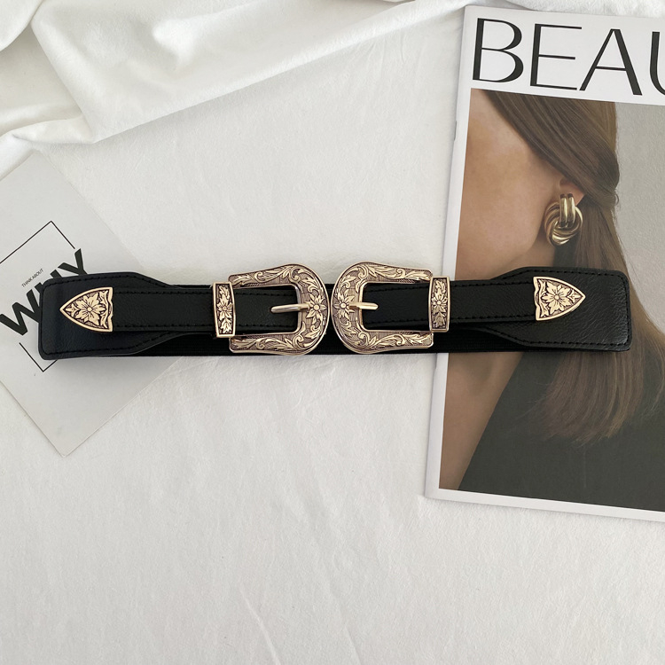 Curea elastică de talie retro pentru paltoane și sacouri – PU piele, cataramă din aliaj, închidere cu pin, stil universal