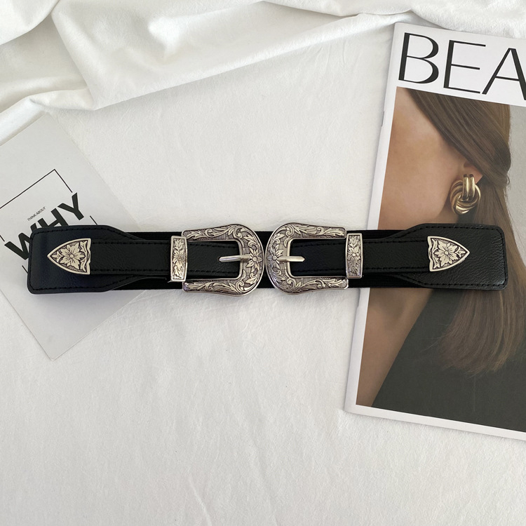 Curea elastică de talie retro pentru paltoane și sacouri – PU piele, cataramă din aliaj, închidere cu pin, stil universal