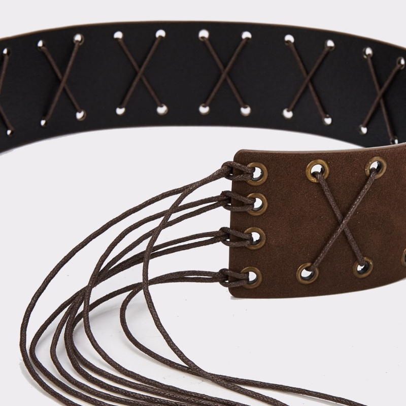 Bohemas stilā josta ar pūtēm, PU āda, bez sprādzes, platums >4 cm, HB002