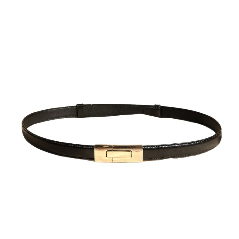 Curea de damă din piele naturală — profil subțire (<2 cm), reglabilă, design decorativ, închidere snap