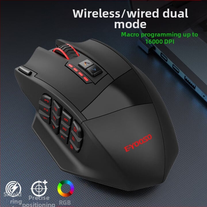 X33 optička gaming miša, dvostruki način (žični i bežični), USB, 16000 DPI, 9 tipki