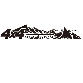 Αυτοκόλλητο, 2D επίπεδη σχεδίαση, θέμα 4x4 αγωνιστικού αυτοκινήτου σε βουνό, ριγέ μοτίβο, ιαπωνικό ρετρό στυλ