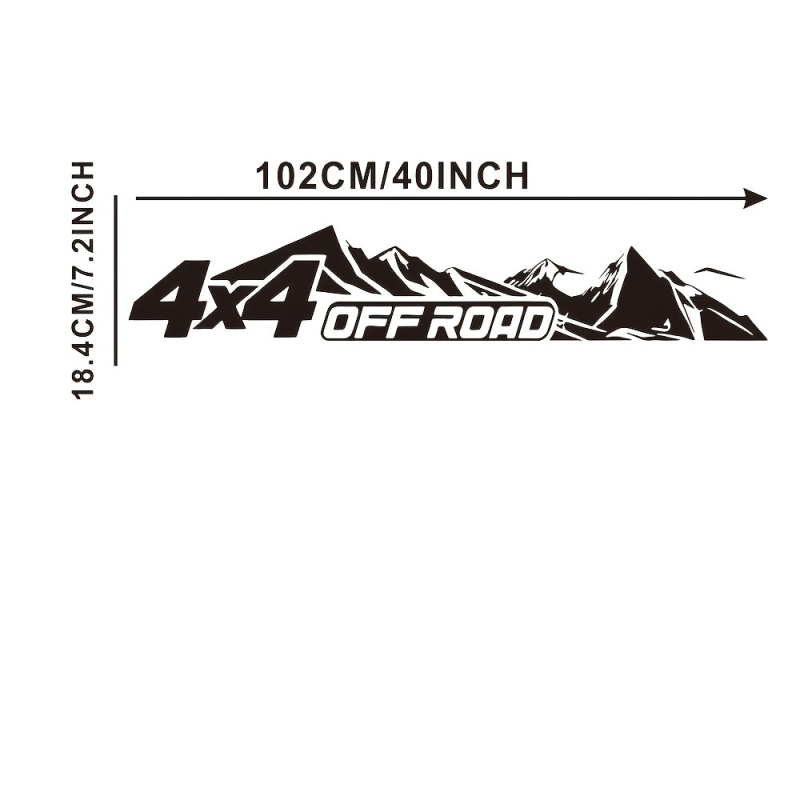Autocolant 2D plat, temă de mașină sport 4x4 pe munte, model cu dungi, stil retro japonez