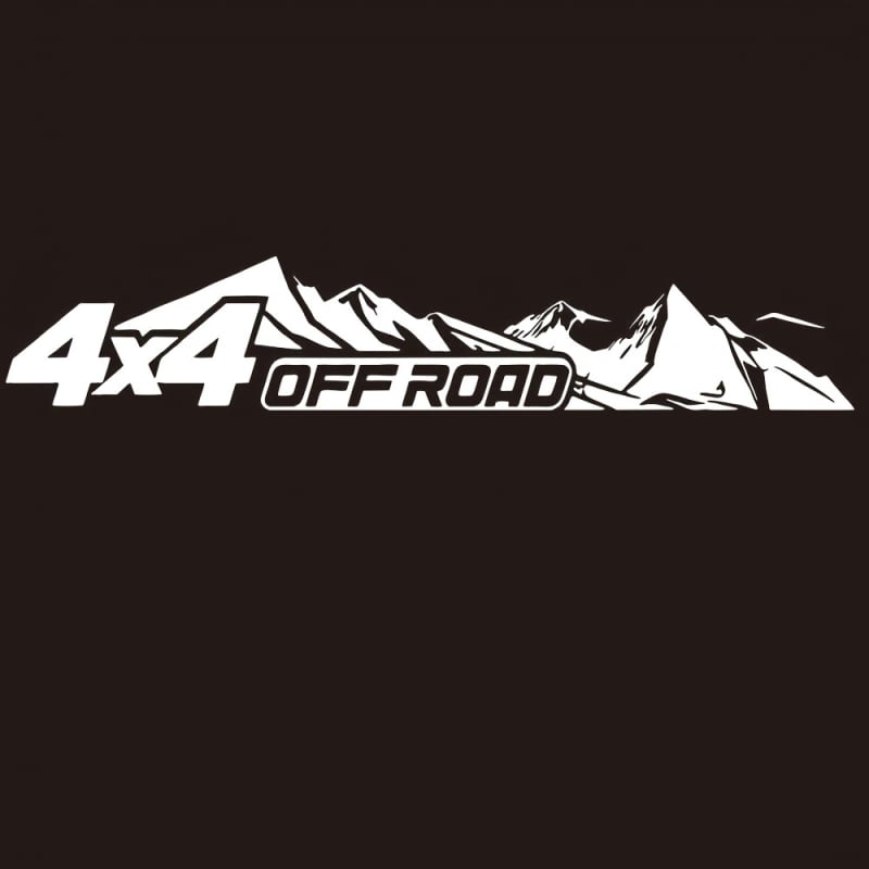 Autocolant 2D plat, temă de mașină sport 4x4 pe munte, model cu dungi, stil retro japonez