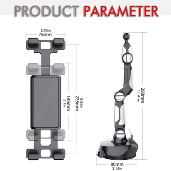 Държач за телефон и стойка за таблет за автомобил с вакуумна чашка, модел X257, монтаж на табло, тегло 390 г, универсална съвместимост