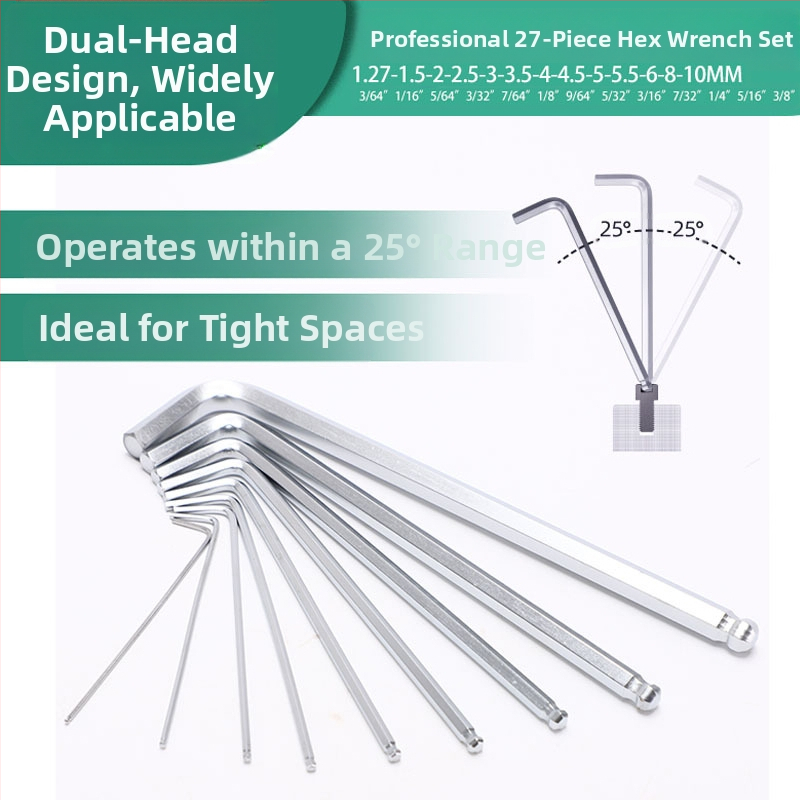 Celtic 27-елементен комплект шестограмен торцеви ключове, хром-ванадиева стомана, L-образна глава