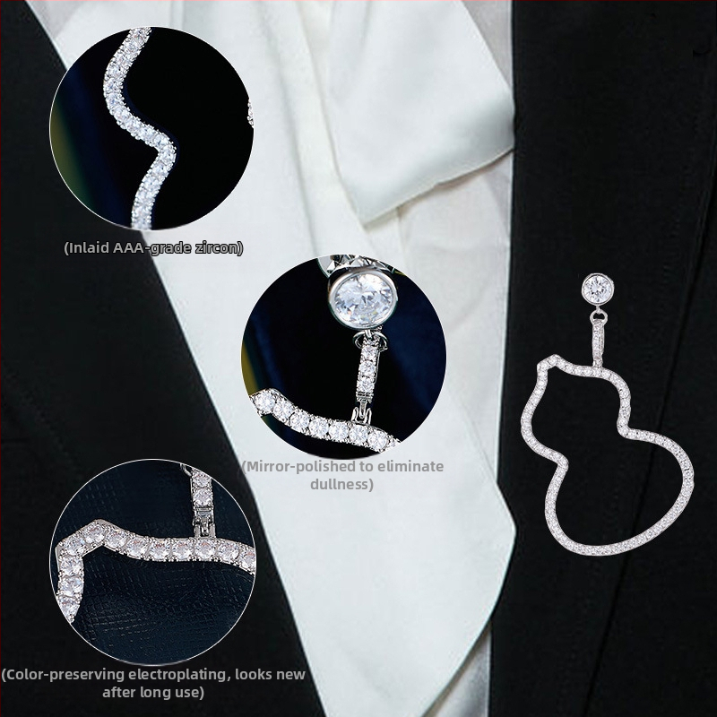 Meďový broš – kvietinový tvar, dámsky, ľahký luxusný štýl, elektroplating, model F-175, značka Liyu Accessories, funkcie: dekorácia, multifunkčné, nastaviteľné