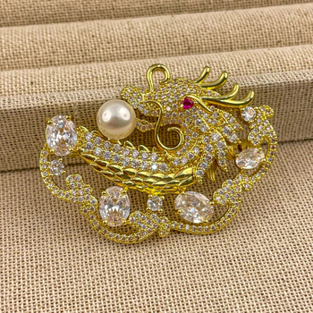 Brooch Δράκων Στυλ, Ζωδιακή Μορφή, Χαλκός, Ηλεκτροπλατίωση, Unisex