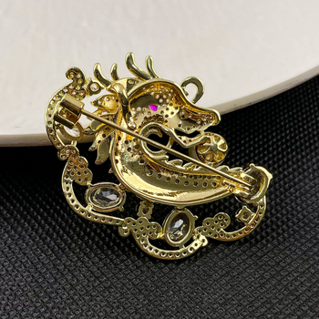 Brooch Δράκων Στυλ, Ζωδιακή Μορφή, Χαλκός, Ηλεκτροπλατίωση, Unisex