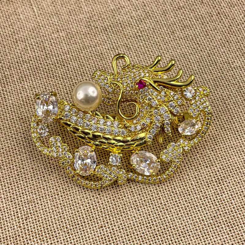 Brooch Δράκων Στυλ, Ζωδιακή Μορφή, Χαλκός, Ηλεκτροπλατίωση, Unisex