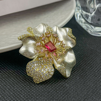 Χαλκός Λουλούδι Brooch, Ηλεκτροπλατιωμένο, Σχήμα: Λουλούδι, Στυλ: Fashion OL, Λανσάρισμα: Καλοκαίρι 2025