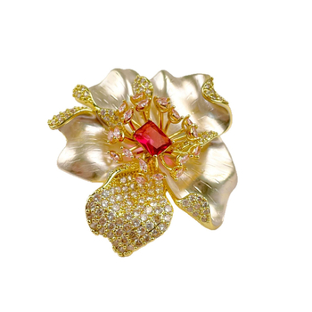 Χαλκός Λουλούδι Brooch, Ηλεκτροπλατιωμένο, Σχήμα: Λουλούδι, Στυλ: Fashion OL, Λανσάρισμα: Καλοκαίρι 2025