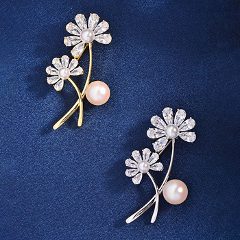 Καρφίτσα λουλουδιού, χαλκός, ηλεκτροπλατινοποίηση, κομψή (Υλικό: Χαλκός; Σχήμα: Λουλούδι; Διαδικασία: Ηλεκτροπλατίωση)