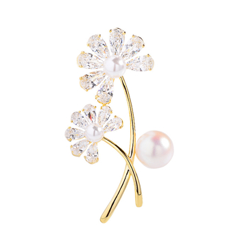 Καρφίτσα λουλουδιού, χαλκός, ηλεκτροπλατινοποίηση, κομψή (Υλικό: Χαλκός; Σχήμα: Λουλούδι; Διαδικασία: Ηλεκτροπλατίωση)