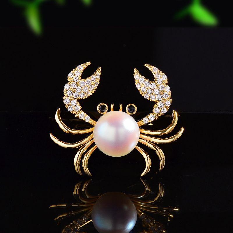 Krabo segė - varis, gyvūno forma, elektroplatinavimas, elegantiškas moters aksesuaras, serija K-111.