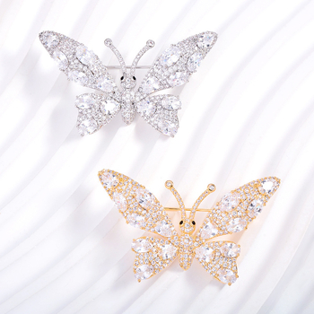 Καρφίτσα πεταλούδας, χαλκός, ηλεκτροπλατιωμένη, κομψό γυναικείο στυλ, μοντέλο SC1358202