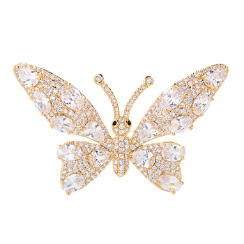 Καρφίτσα πεταλούδας, χαλκός, ηλεκτροπλατιωμένη, κομψό γυναικείο στυλ, μοντέλο SC1358202