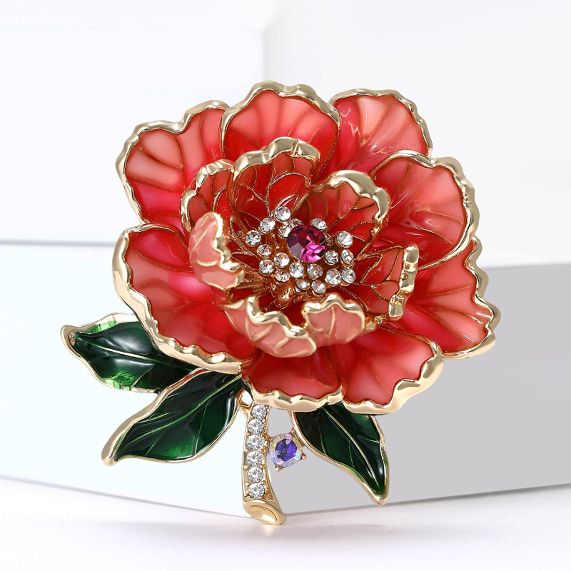 Lydinio segė su kristalais peonijos gėlės forma moterims - elegantiškas gėlių aksesuaras