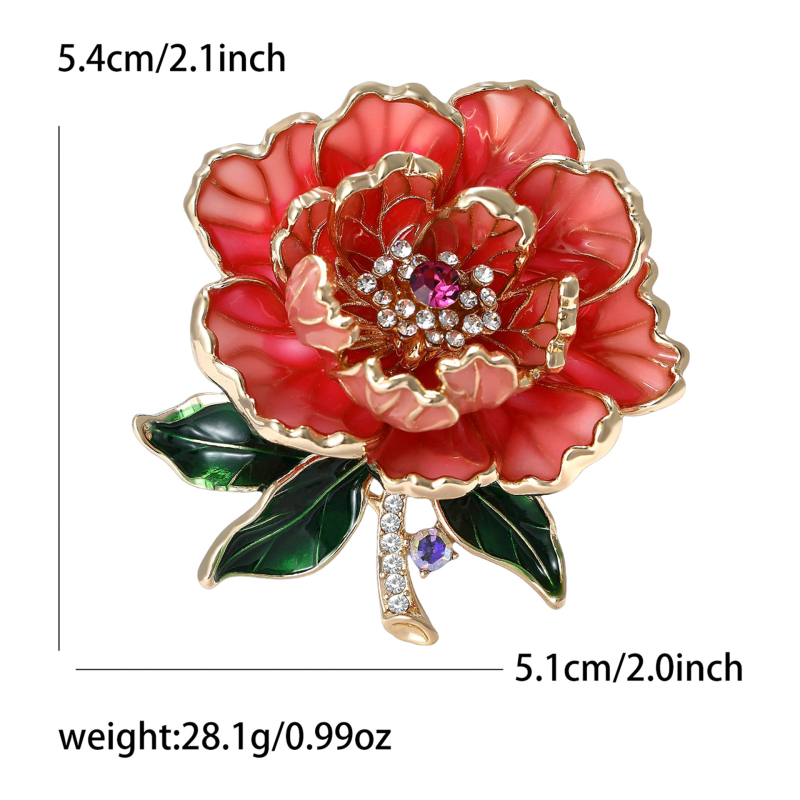 Lydinio segė su kristalais peonijos gėlės forma moterims - elegantiškas gėlių aksesuaras