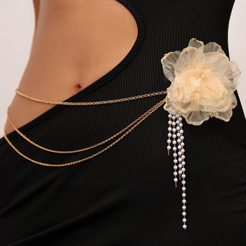 Ζώνη μέσης με μοτίβο λουλουδιού, υφαντό υλικό, καμβάς, μήκος 80-100 εκ, πλάτος <2 εκ, ευέλικτος στυλ