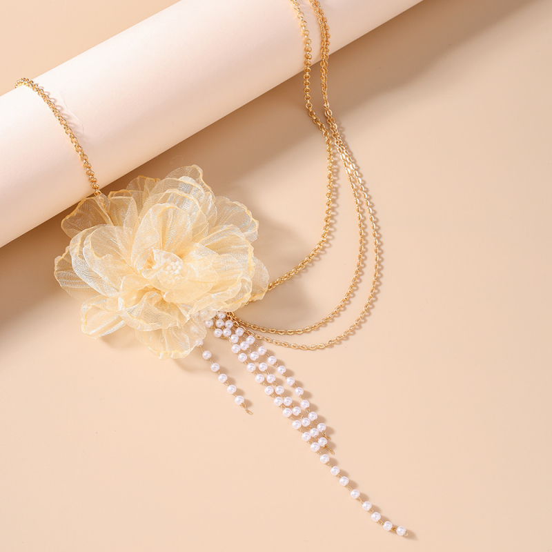 Jostas ķēde ar ziedu motīvu, austs materiāls, kanvas audums, garums 80–100 cm, platums <2 cm, daudzpusīgs stils