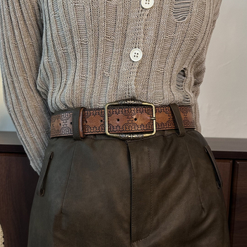 Γυναικεία ζώνη από PU δέρμα με embossed σχέδιο – μποέμικο ρετρό στυλ LX553 (Υλικό: PU δέρμα; Κράμα: κράμα; Κούμπωμα: με πείρο; Τεχνική: embossed; Μοντέλο: LX553)