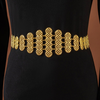 Retro lanac za struk s dijamantima i šupljim umetkom, kopča, širina 2-4 cm, metal