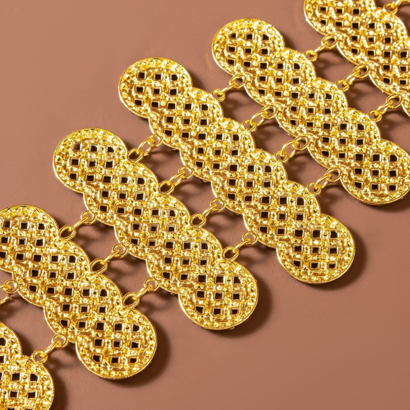 Retro diamanātu vidukļa ķēde ar tukšu ieliktni, sprādze, platums 2–4 cm, metāls