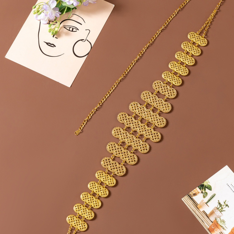 Retro diamanātu vidukļa ķēde ar tukšu ieliktni, sprādze, platums 2–4 cm, metāls