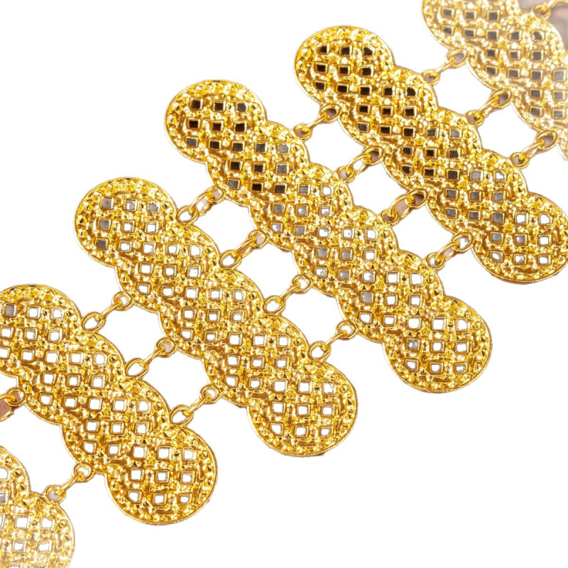 Retro diamanātu vidukļa ķēde ar tukšu ieliktni, sprādze, platums 2–4 cm, metāls