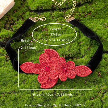 Κολιέ με τεχνητό κρύσταλλο, χειροποίητο, διακοσμητικό ανθώδες μενταγιόν από Rhinestone – πρωτότυπος σχεδιασμός